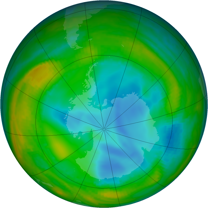 Antarctic ozone map for 22 July 1998